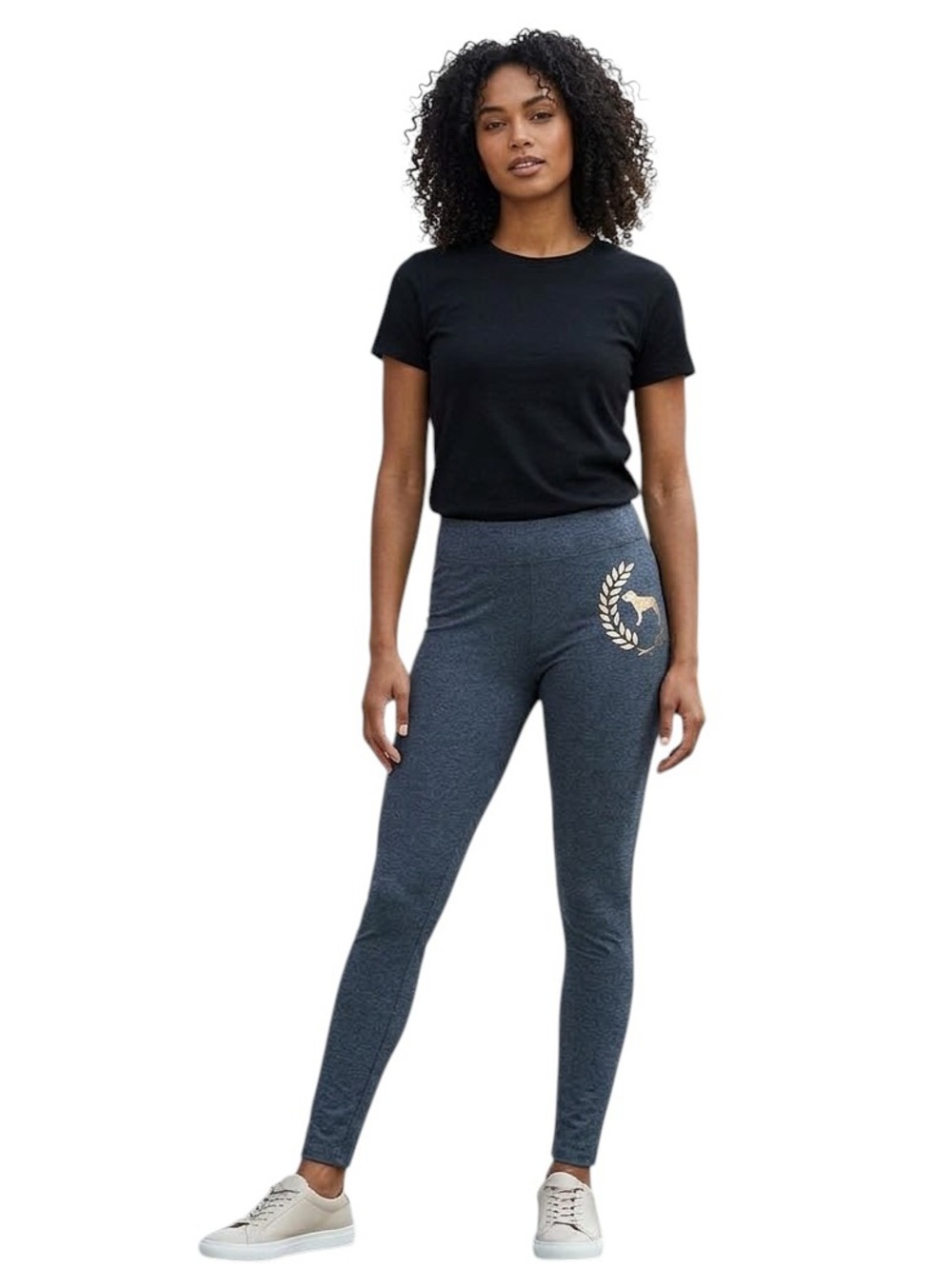PINK VICTORIAS SECRET Grey Campus Leggings Gold Dog Logo S - Picture 2 of 10